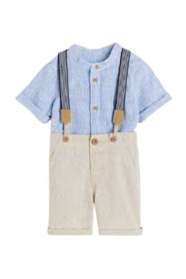 Boys Formal Blue Suspenders Bow Tie Set Baby Boy's